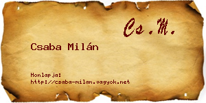 Csaba Milán névjegykártya